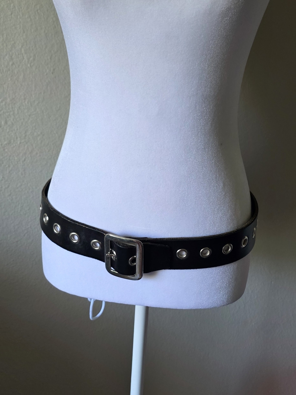 Vintage Genuine Leather Black Punk Rock Womens Belt